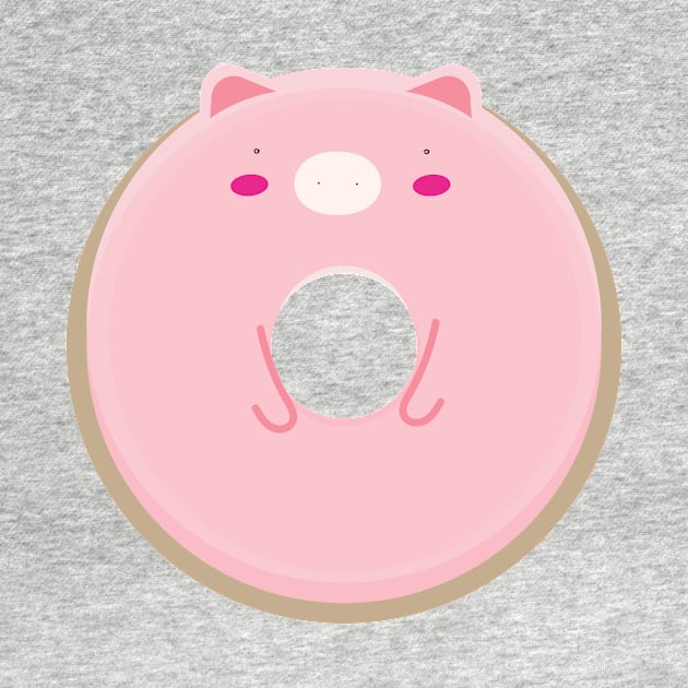 Cute Kawaii Pig Donut by InkyArt